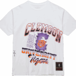 Travis Scott x Mitchell Ness Clemson Tigers Hand Drawn T Shirt White