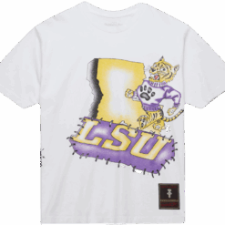 Travis Scott x Mitchell Ness LSU Tigers Hand Drawn T Shirt White