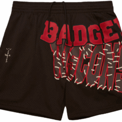 Travis Scott x Mitchell Ness Wisconsin Badgers Basketball Shorts Brown