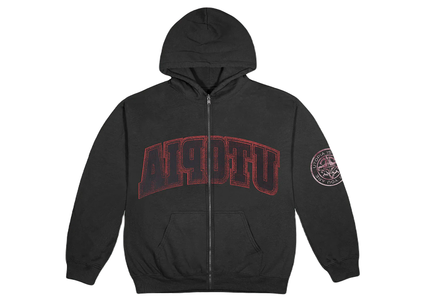 Travis Scott Reverse Utopia ZIP Hoodie Black