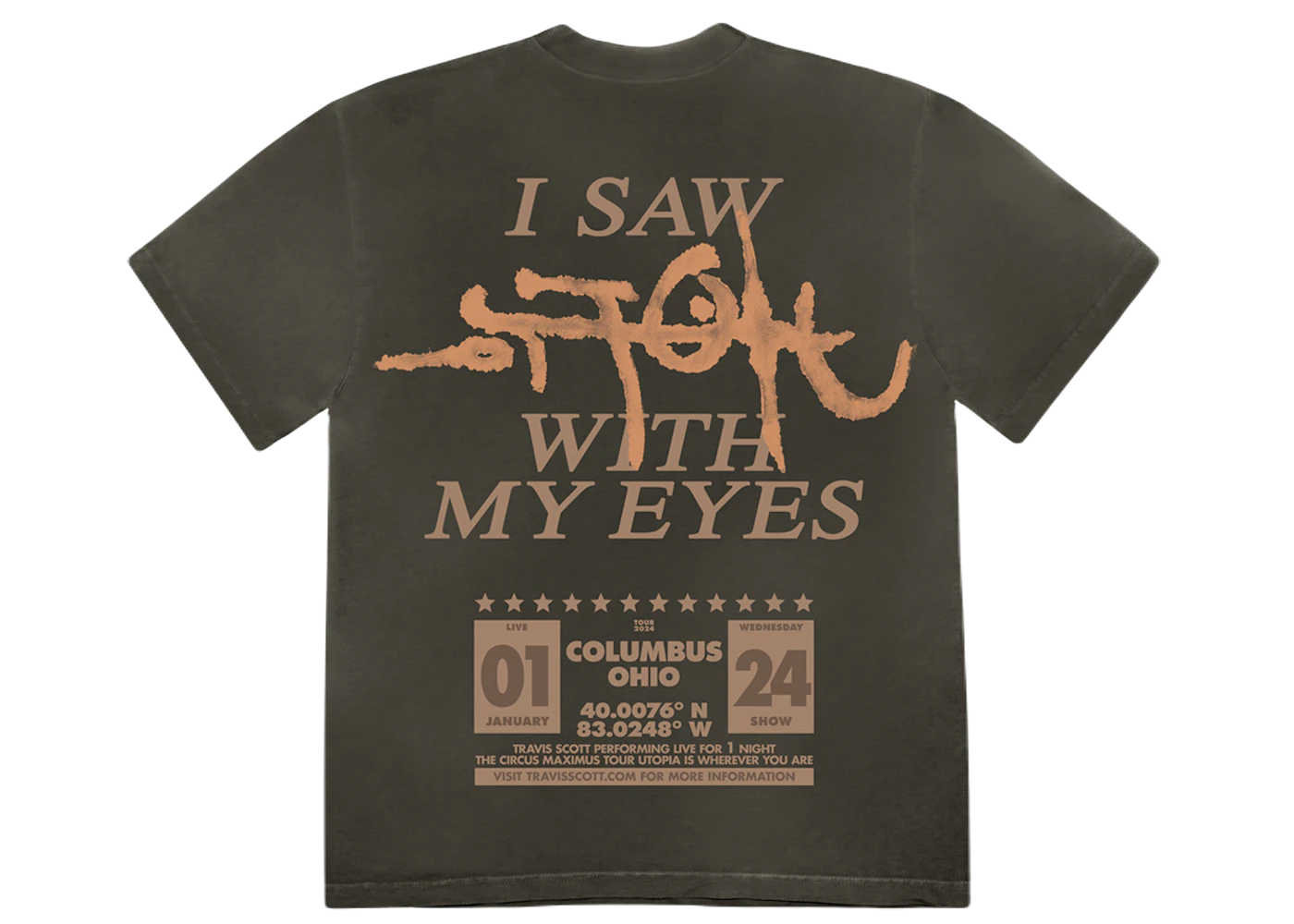 Travis Scott Utopia Is In Columbus Tee Brown