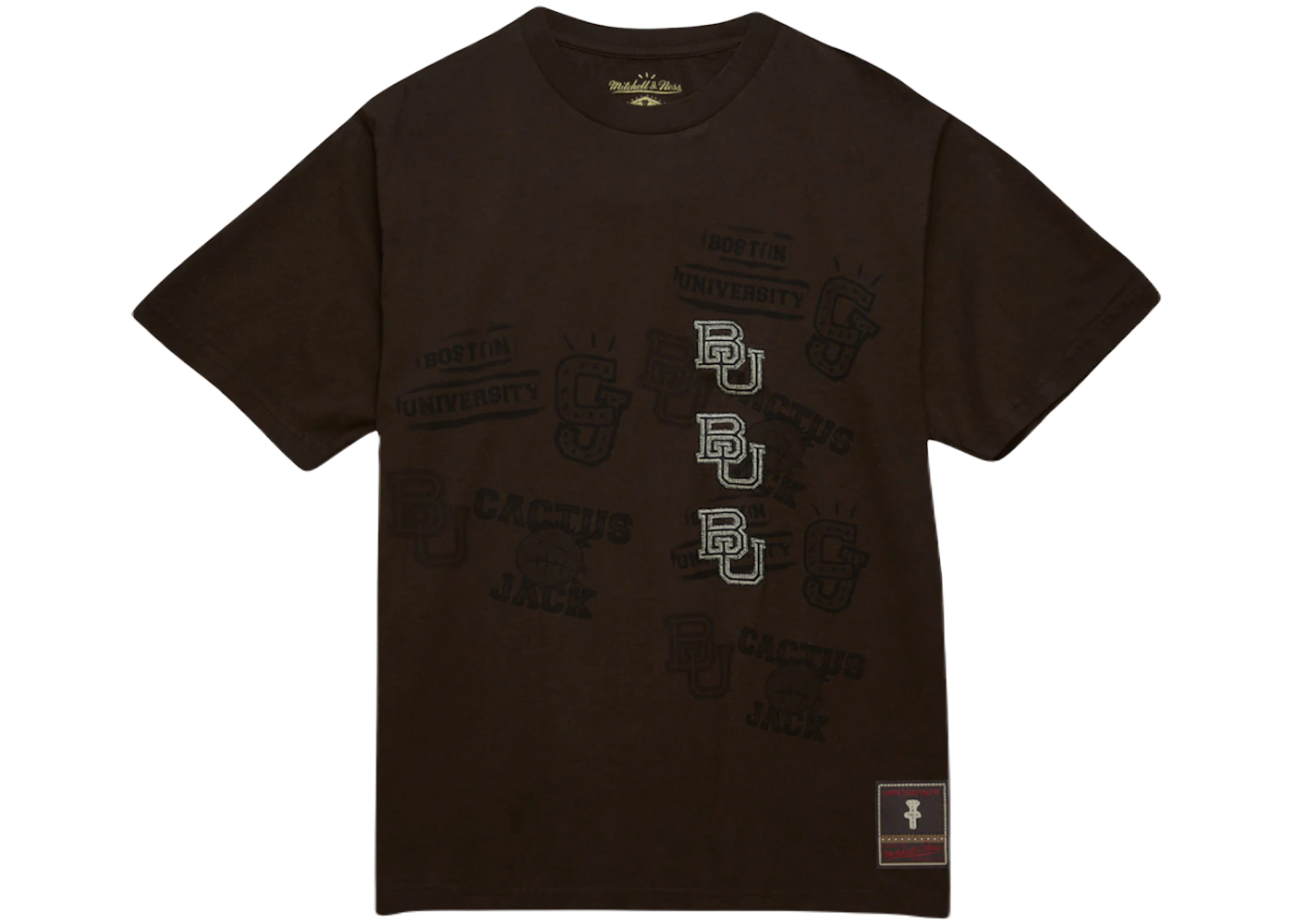 Travis Scott x Mitchell Ness Boston University Seal T Shirt Brown