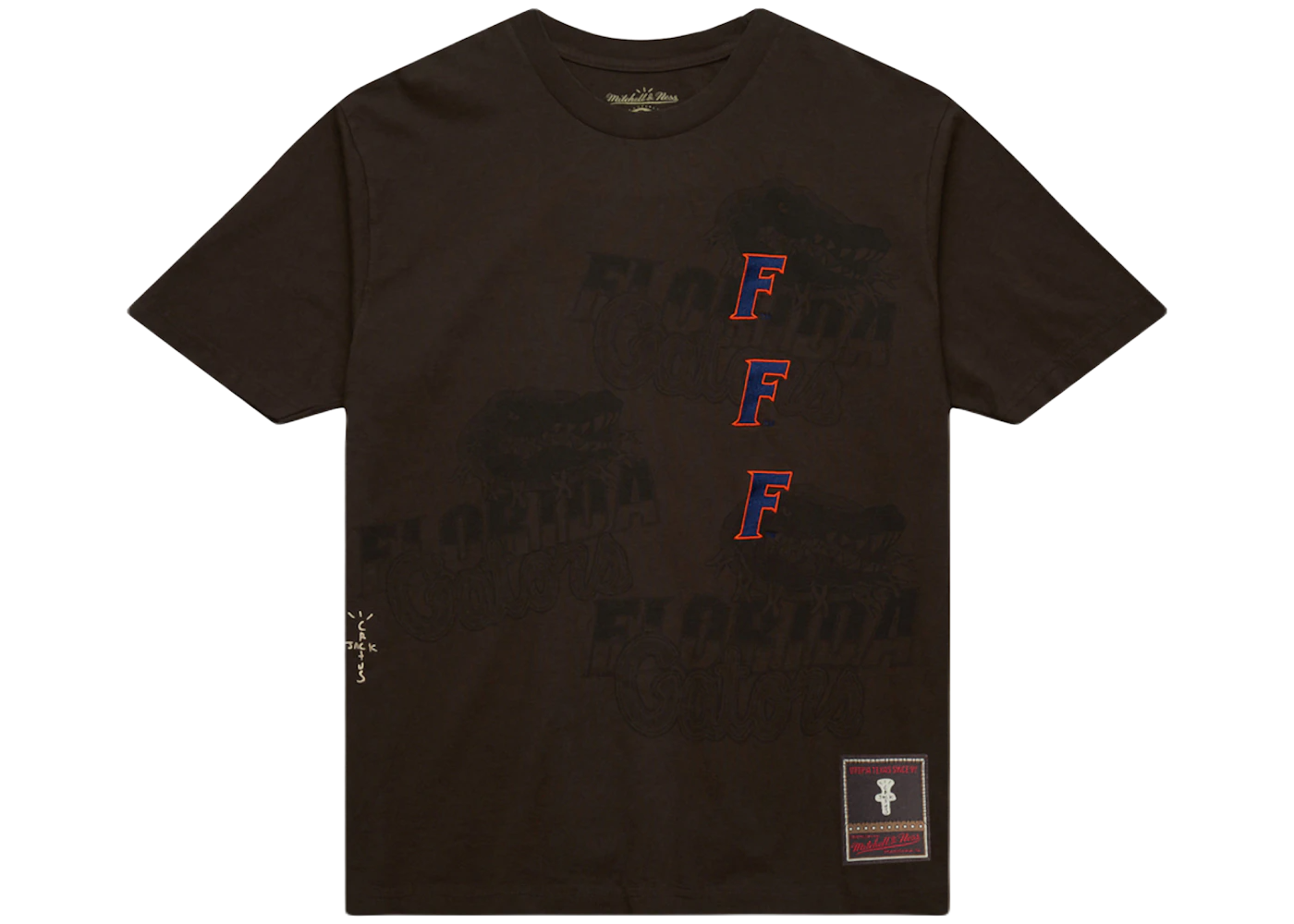 Travis Scott x Mitchell Ness Florida Gators Seal T Shirt Brown