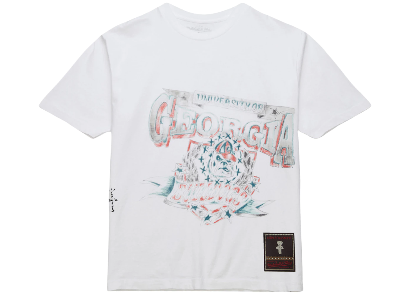 Travis Scott x Mitchell Ness Georgia Bulldogs Hand Drawn T Shirt White