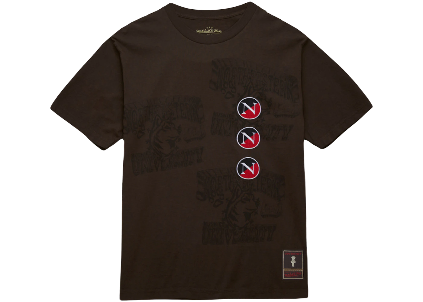 Travis Scott x Mitchell Ness Northeastern Huskies Seal T Shirt Brown
