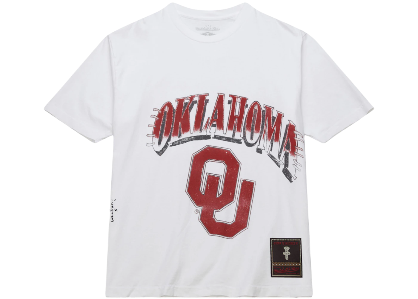 Travis Scott x Mitchell Ness Oklahoma Sooners Hand Drawn T Shirt White
