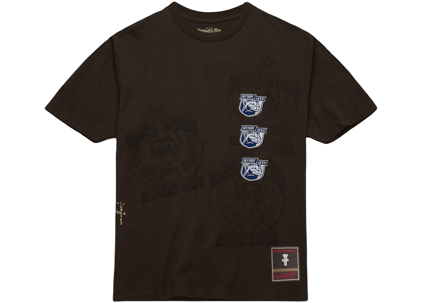Travis Scott x Mitchell Ness Penn State Nittany Lions Seal T Shirt Brown