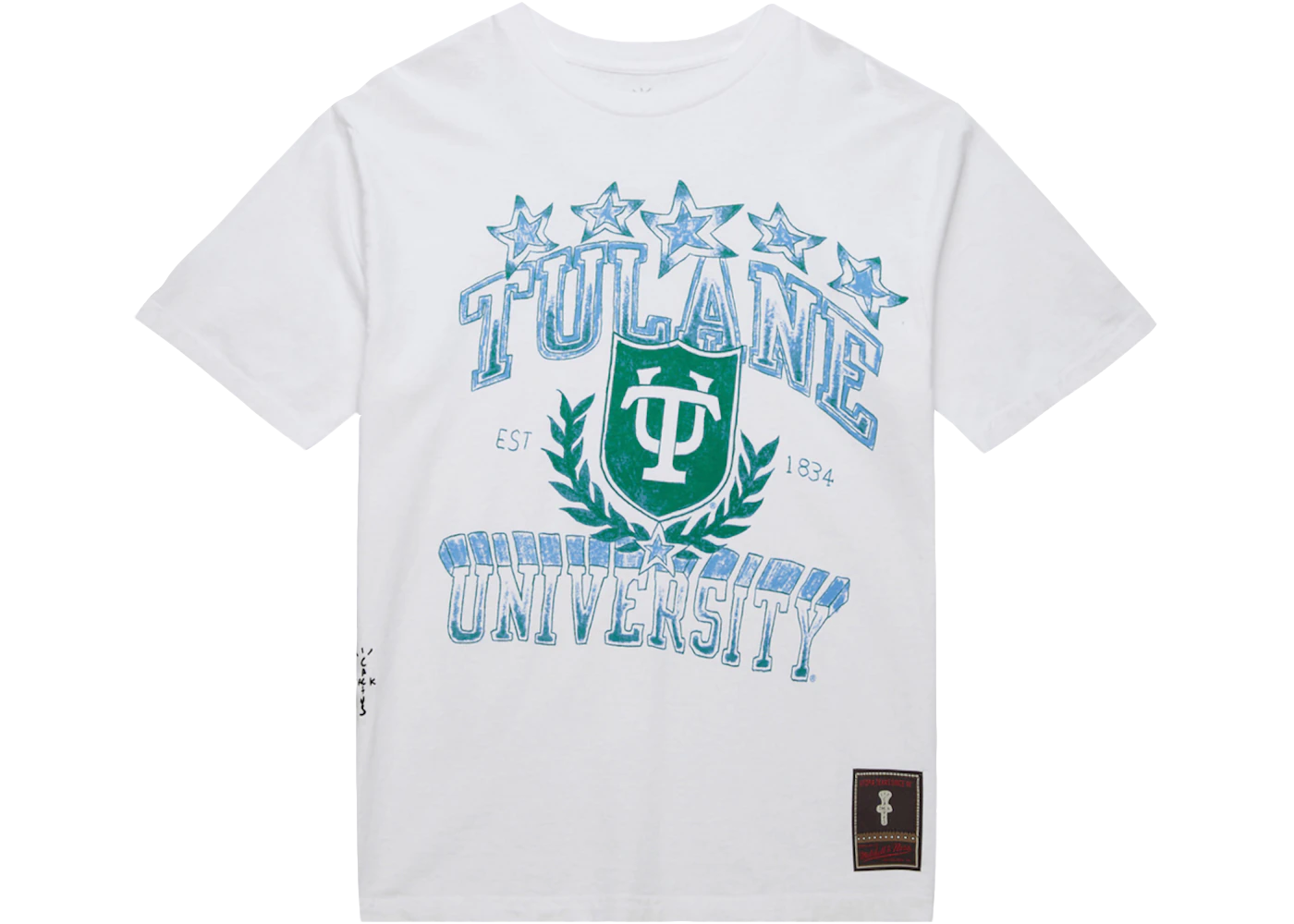 Travis Scott x Mitchell Ness Texas AM Aggies Hand Drawn T Shirt White
