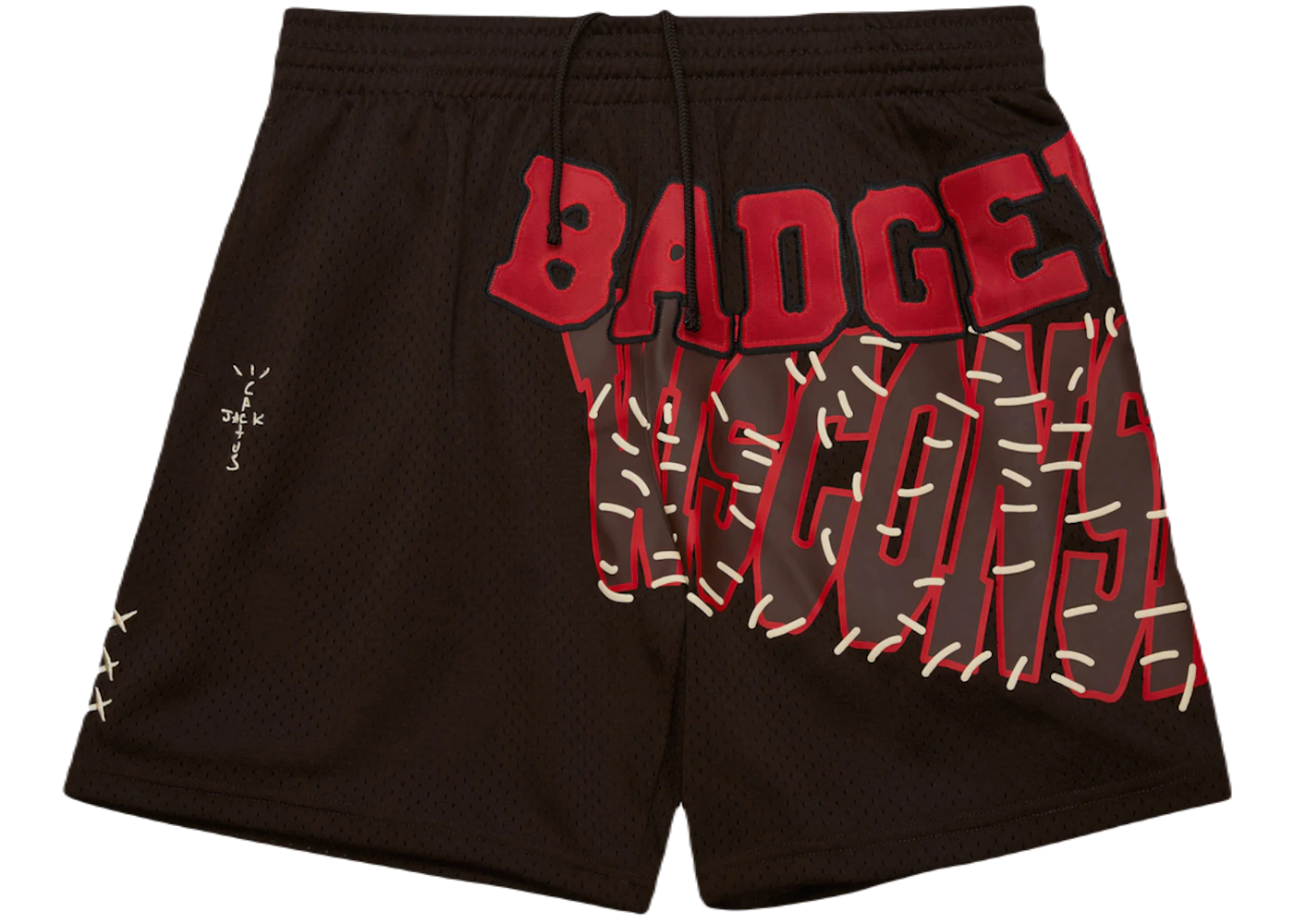 Travis Scott x Mitchell Ness Wisconsin Badgers Basketball Shorts Brown