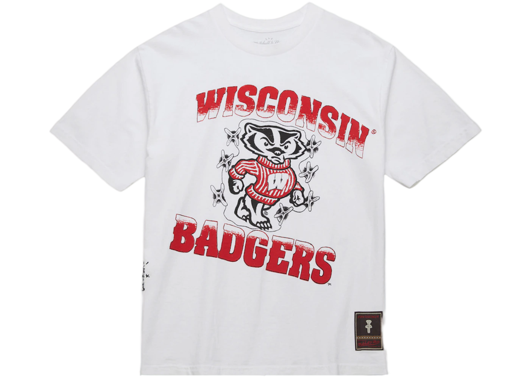 Travis Scott x Mitchell & Ness Wisconsin Badgers Hand-Drawn T-Shirt
