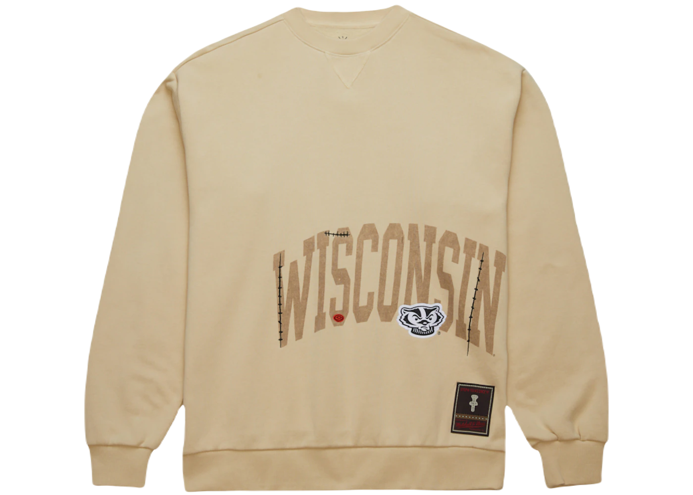 Travis Scott x Mitchell Ness Wisconsin Badgers Pullover Sweatshirt Tan